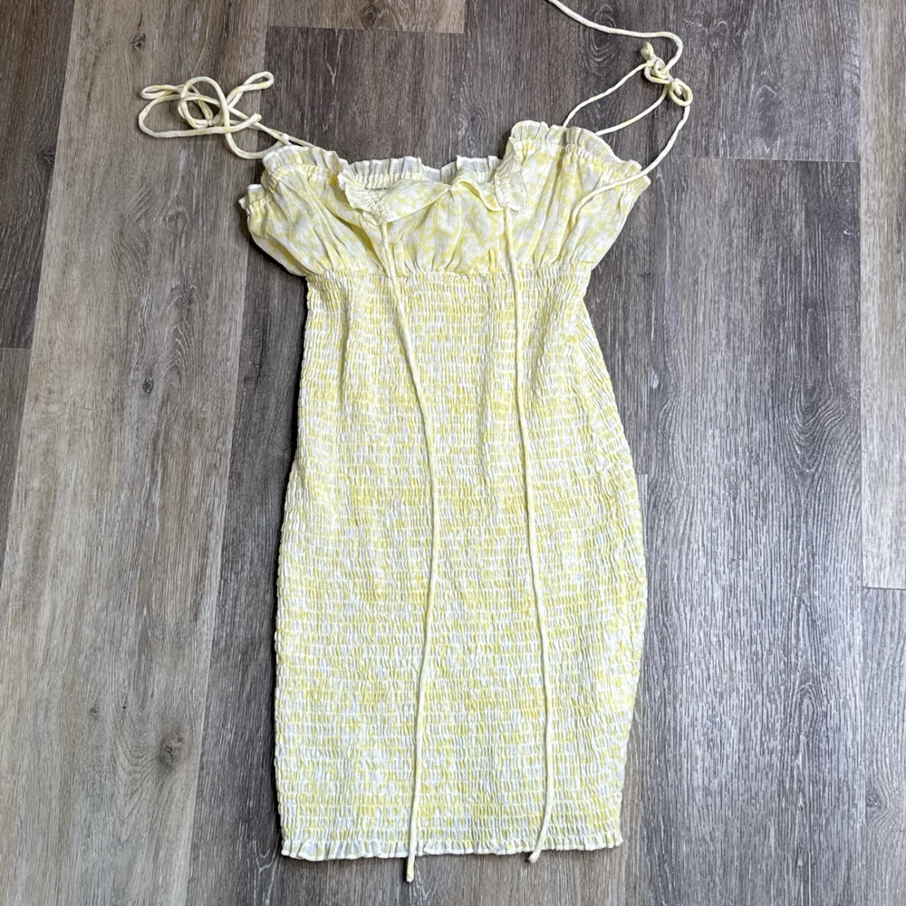Oh Polly Yellow Smocked Dress